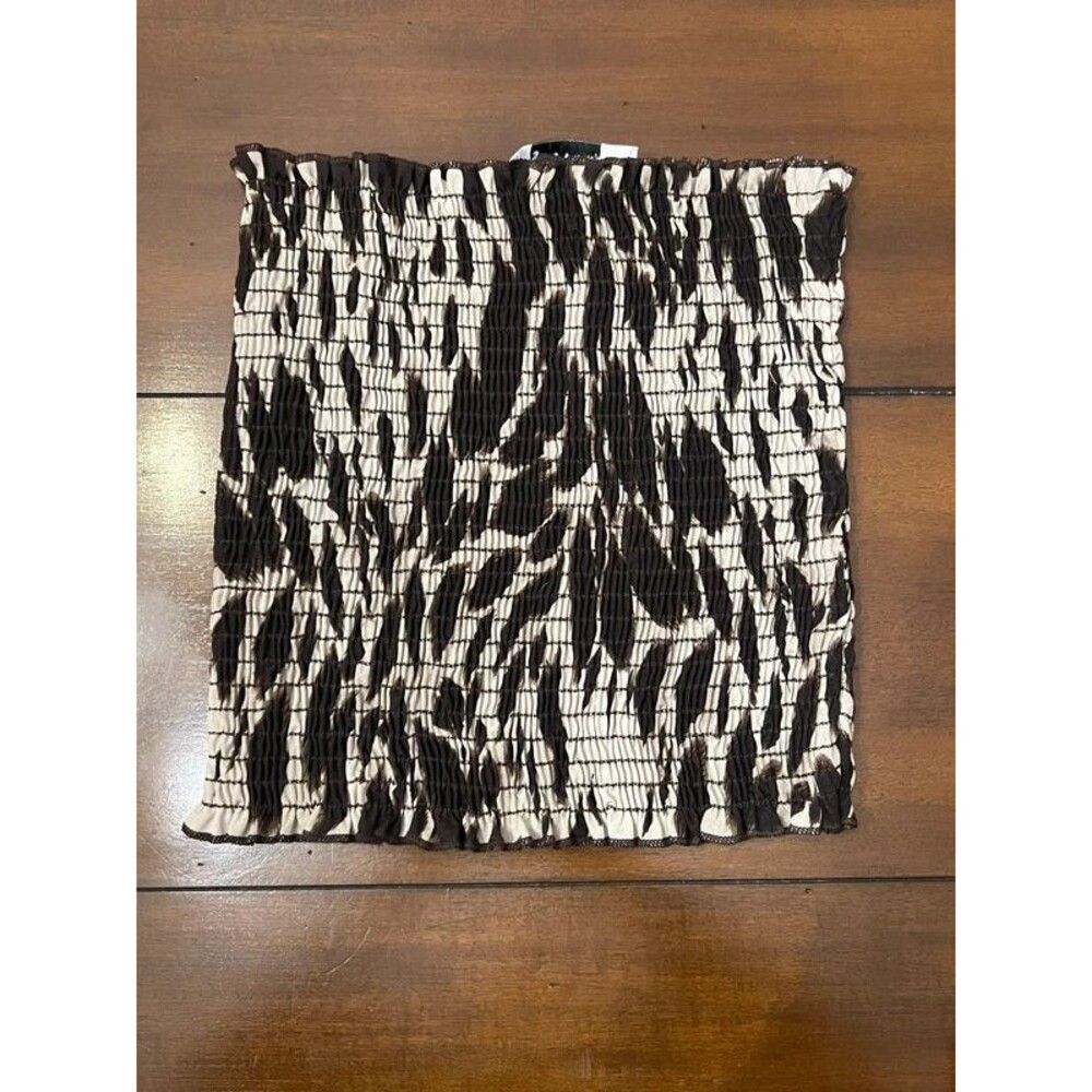 Graffiti Small Smocked Zebra Animal Print Bandeau Tube Top